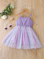 Toddler Girls Heart Print Princess Cami Dress for Party