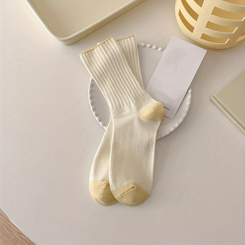 Colorblock Trim Socks Comfy & Breathable Women's Stockings