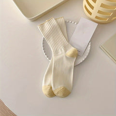 Colorblock Trim Socks Comfy & Breathable Women's Stockings