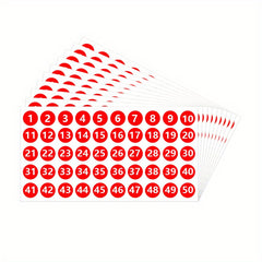 Consecutive Number Stickers 1" Vinyl Decal Self Adhesive