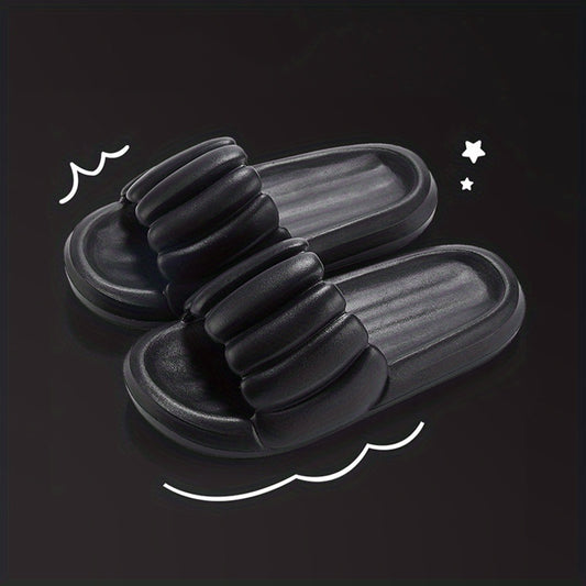 Men's Pumpkin Striped Platform Slides House Slippers