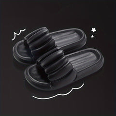 Men's Pumpkin Striped Platform Slides House Slippers