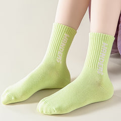5 Pairs Girls Colorful Crew Socks Soft Skin Friendly Thick Sports S