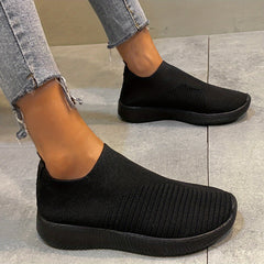 Women's Knit Platform Sneakers Slip On Lightweight Outdoor Shoes