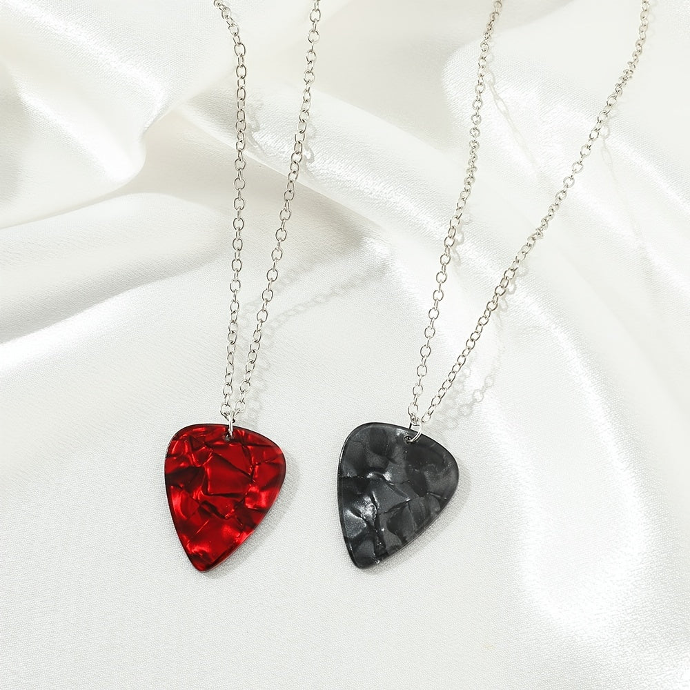 Acrylic Red Heart Eddie Munson Guitar Pick Necklace