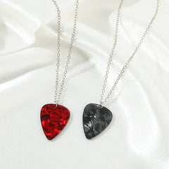 Acrylic Red Heart Eddie Munson Guitar Pick Necklace