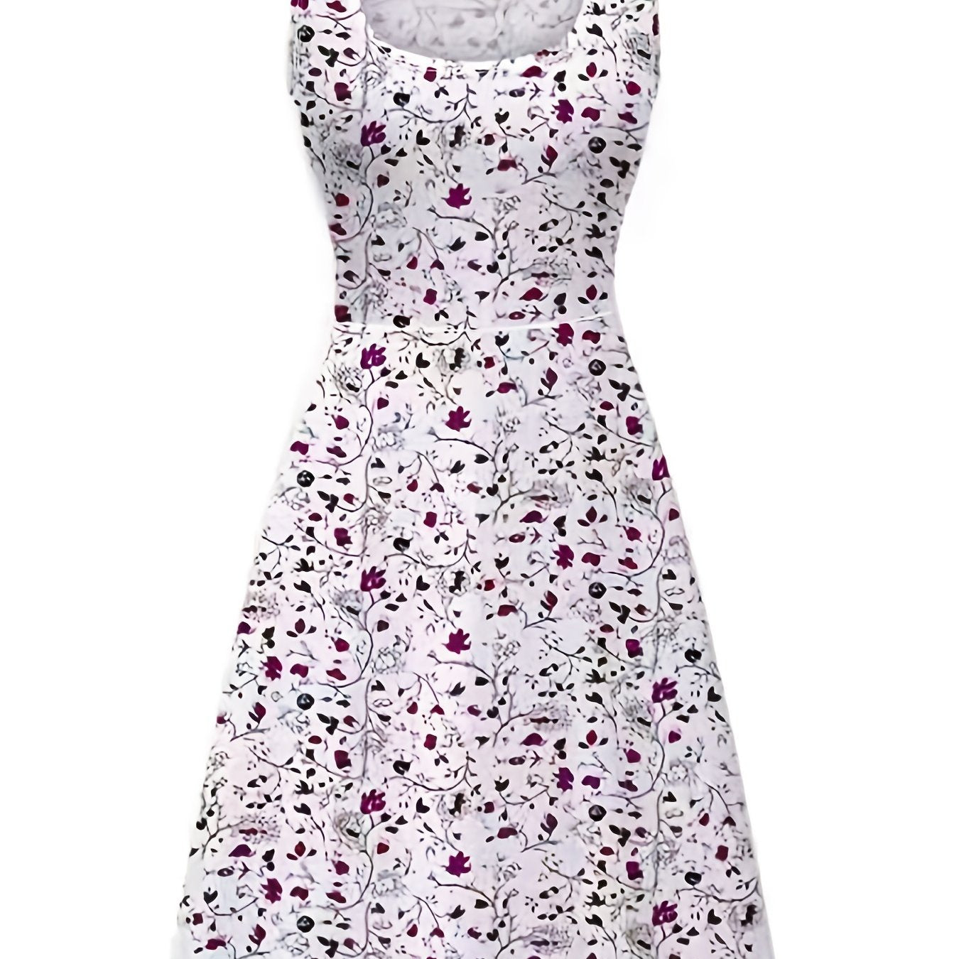 Tank Dress Women's Plus Floral Print Round Neck Sleeveless Midi Dress