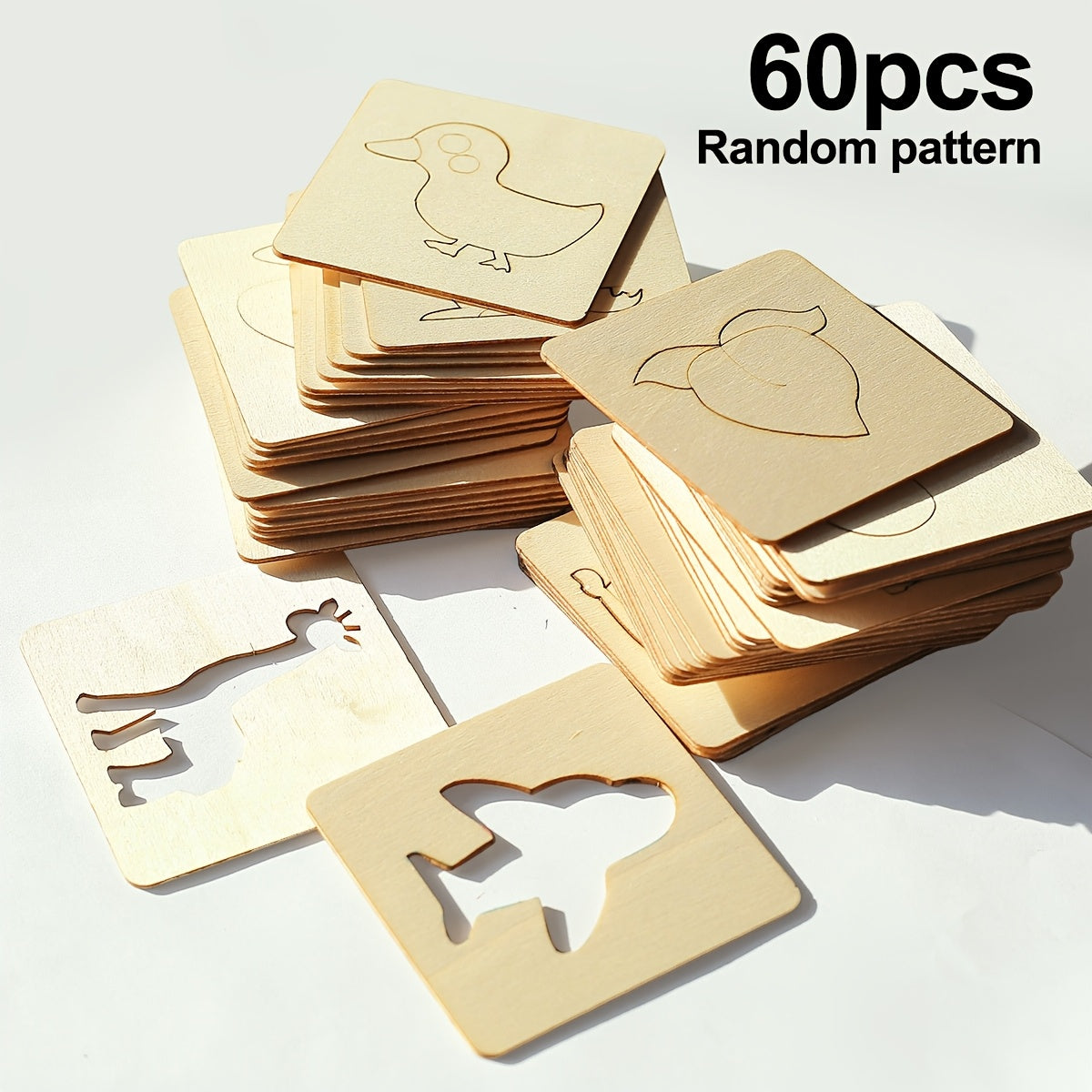 Wooden Hollow Painting Stencils Animal Fruit Patterns Doodle Templates