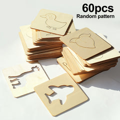 Wooden Hollow Painting Stencils Animal Fruit Patterns Doodle Templates
