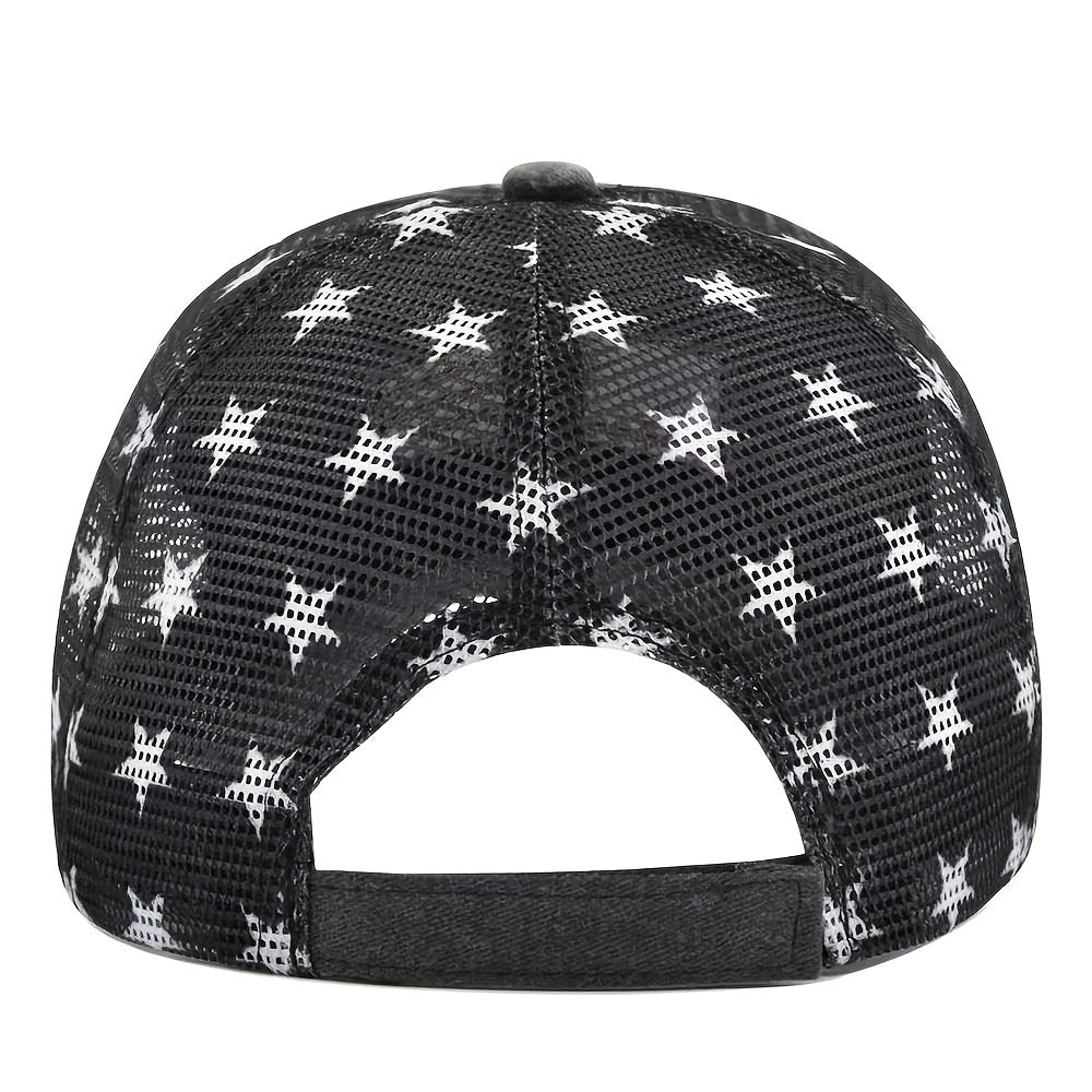 Breathable Mesh Cap Mens Peaked Cap Letter Embroidery Baseball Cap