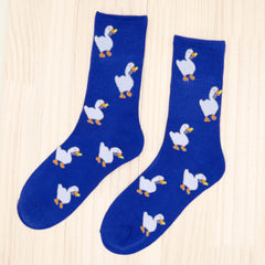 Duck Pattern Elastic Mid Tube Socks Women's Stockings
