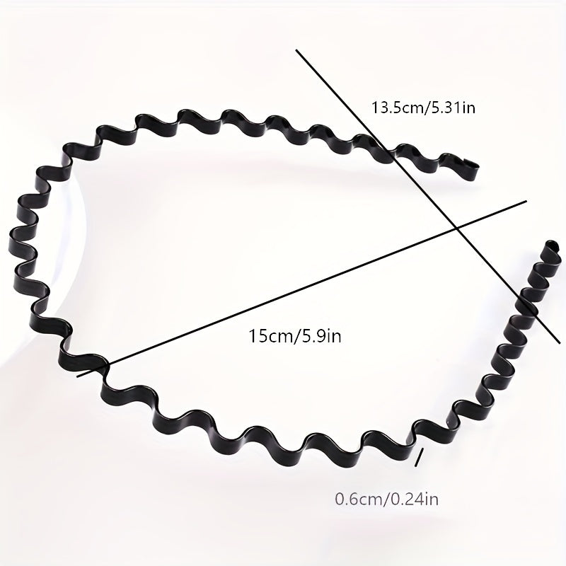8pcs Water Wave Headbands Set Non clip Metal Hair Hoops Basic Hair Accessories
