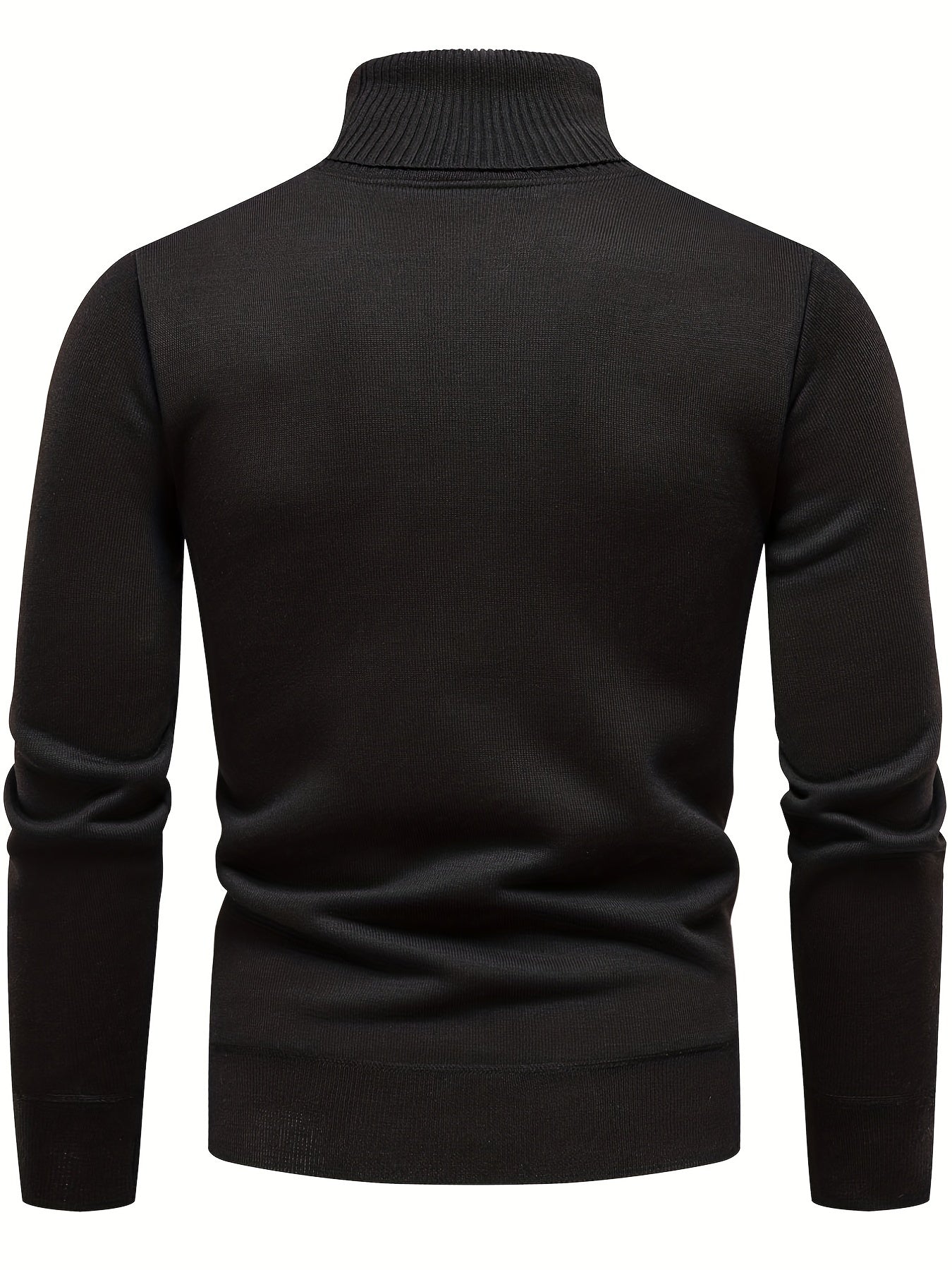 Men's Turtle Neck Knitted Sweater Solid Mid Stretch Pullover for Fall Winter