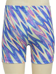 Toddler Girls Block Wavy Pattern Elastic Waist Biker Shorts