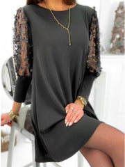 Casual Lace Cut Out Sleeve Maxi Loose Dress