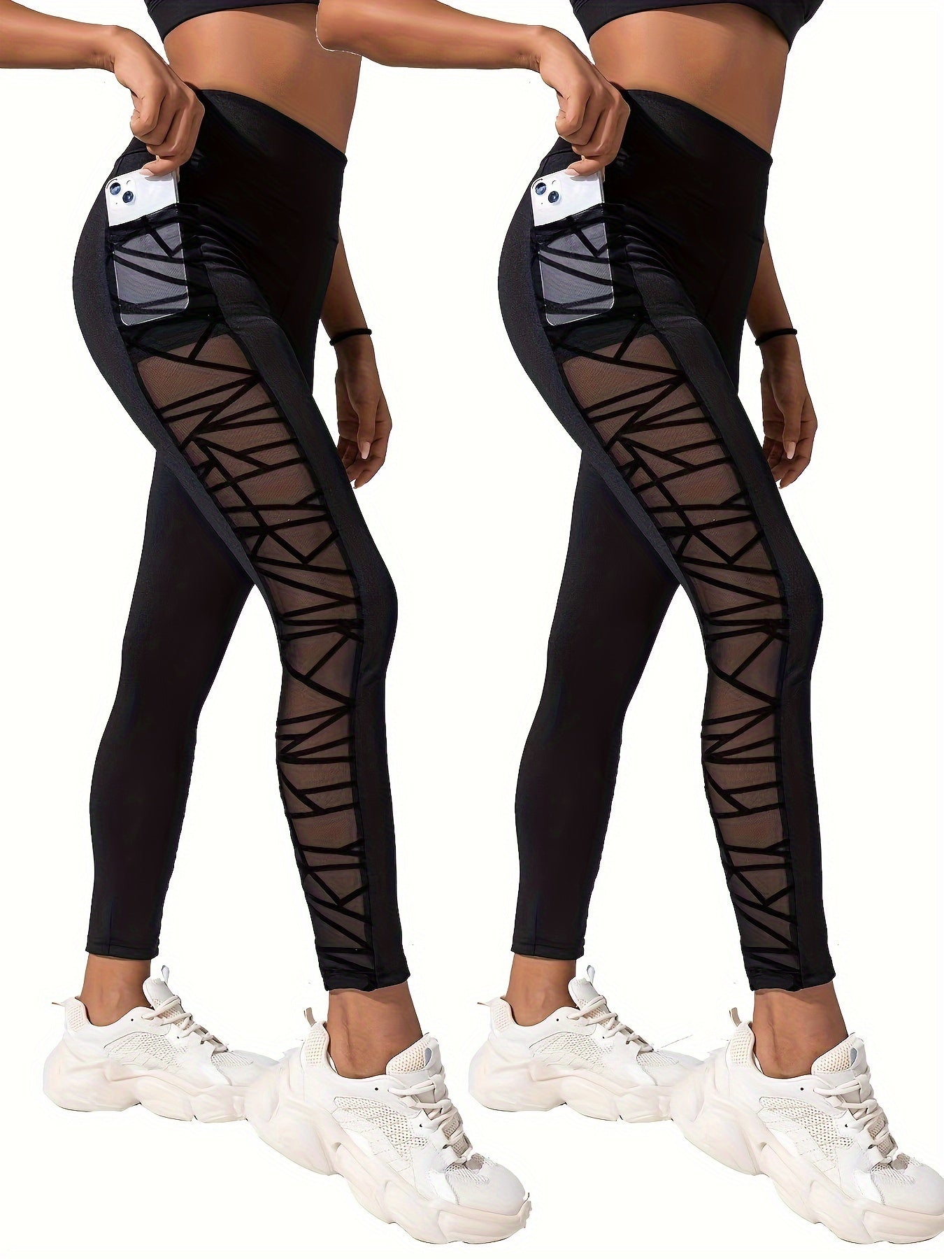 2pcs Mesh Shaping Pants Tummy Control Compression Slimming Pants Women