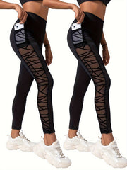2pcs Mesh Shaping Pants Tummy Control Compression Slimming Pants Women