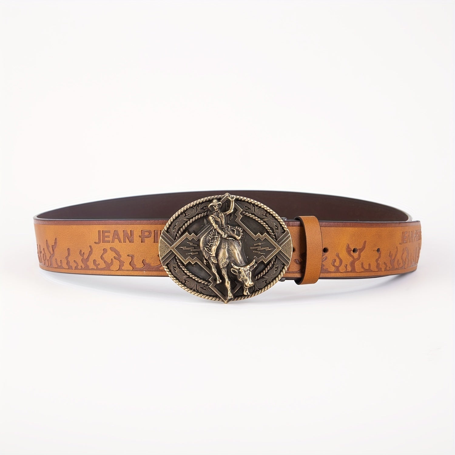 Men's Vintage Western Leather Belt with Buckle
