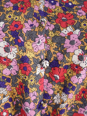 Floral Print Lantern Sleeve V Neck Dress