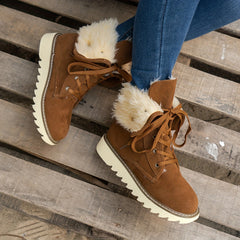 Women's Chunky Round Toe Snow Boots Thermal Flat