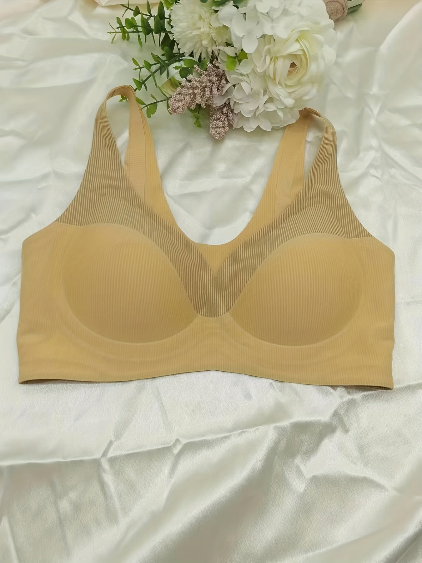 Striped Wireless Bra Comfy & Breathable Skin friendly Bra Women's Lingerie