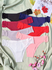 7pk Seamless Lace Bikini Panties Breathable Low Waist Lingerie