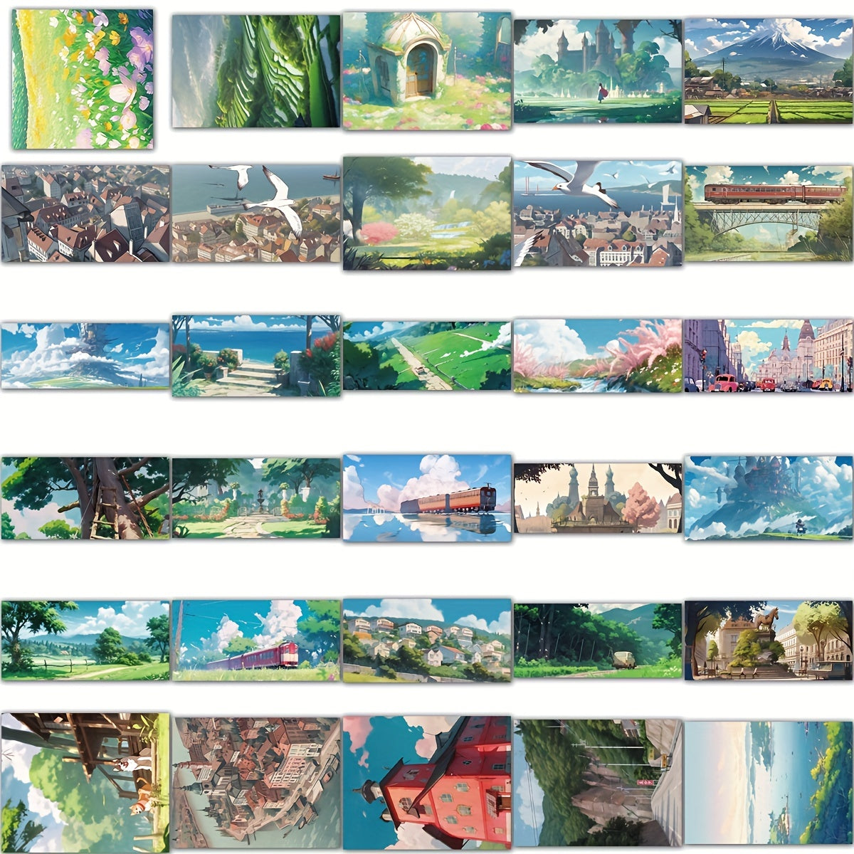 60pcs Anime Landscape Mobile Phone Case Stickers PVC Waterproof Self adhesive