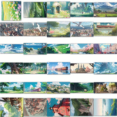 60pcs Anime Landscape Mobile Phone Case Stickers PVC Waterproof Self adhesive