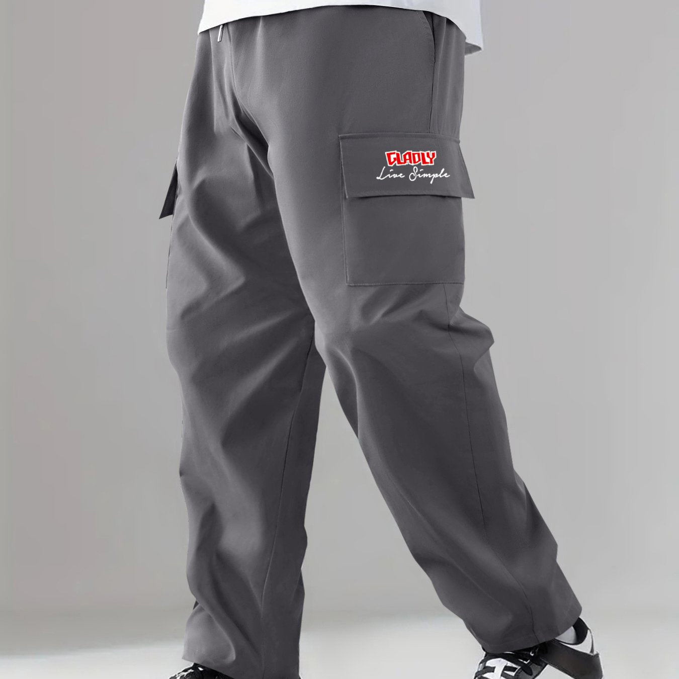 Letter Pattern Print Men's Cargo Pants For Spring