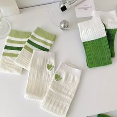 5 Pairs Striped Crew Socks for Women
