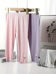 Girls Soft Capri Leggings for Summer - Kids Cropped Pants