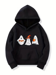 Ghost Pattern Hoodie for Girls Halloween Party Sweatshirt Top