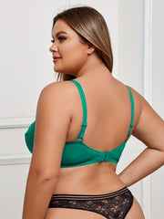 Sexy Bra Floral Lace Full Cover Mini Bow Front Solid Bralette