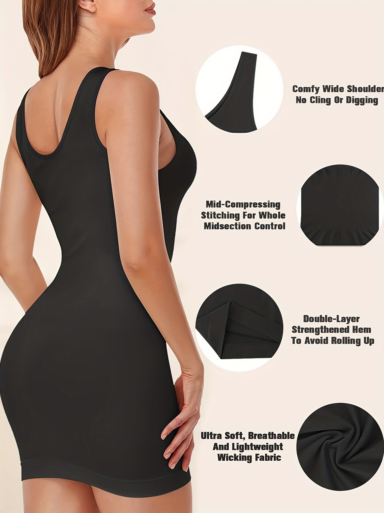 Seamless Shaping Slip Dress Tummy Control Slimming Body Shaper