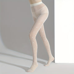 Heart Pattern Pantyhose Seamless High Waist Slim Footed Stockings