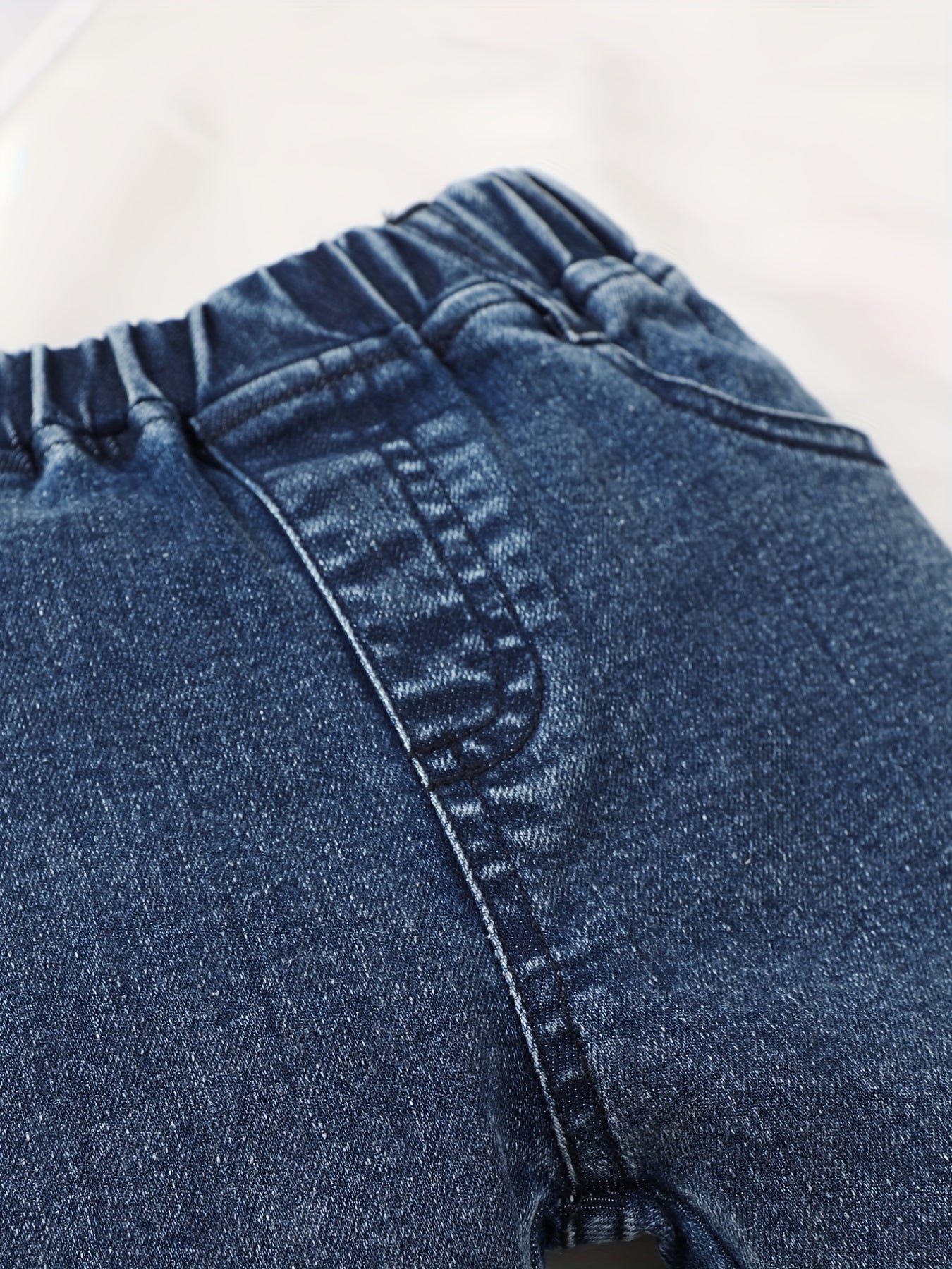 Baby Girls Cartoon Embroidery Elastic Waist Jeans Denim Pants