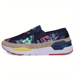 Women's Floral Print Slip On Loafers Lightweight Espadrilles