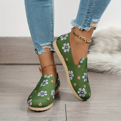 Women's Floral Print Slip On Sneakers Lightweight Walking Shoes