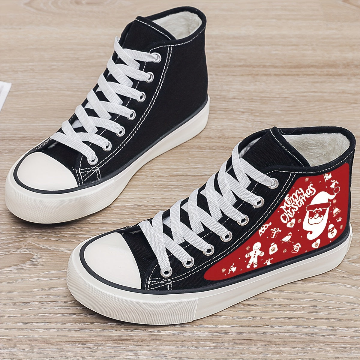 Plush Lined Thermal Canvas Sneakers - Winter Warm Non Slip Shoes