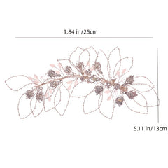 Crystal Leaf Bridal Headband Hand Woven Bridal Headdress