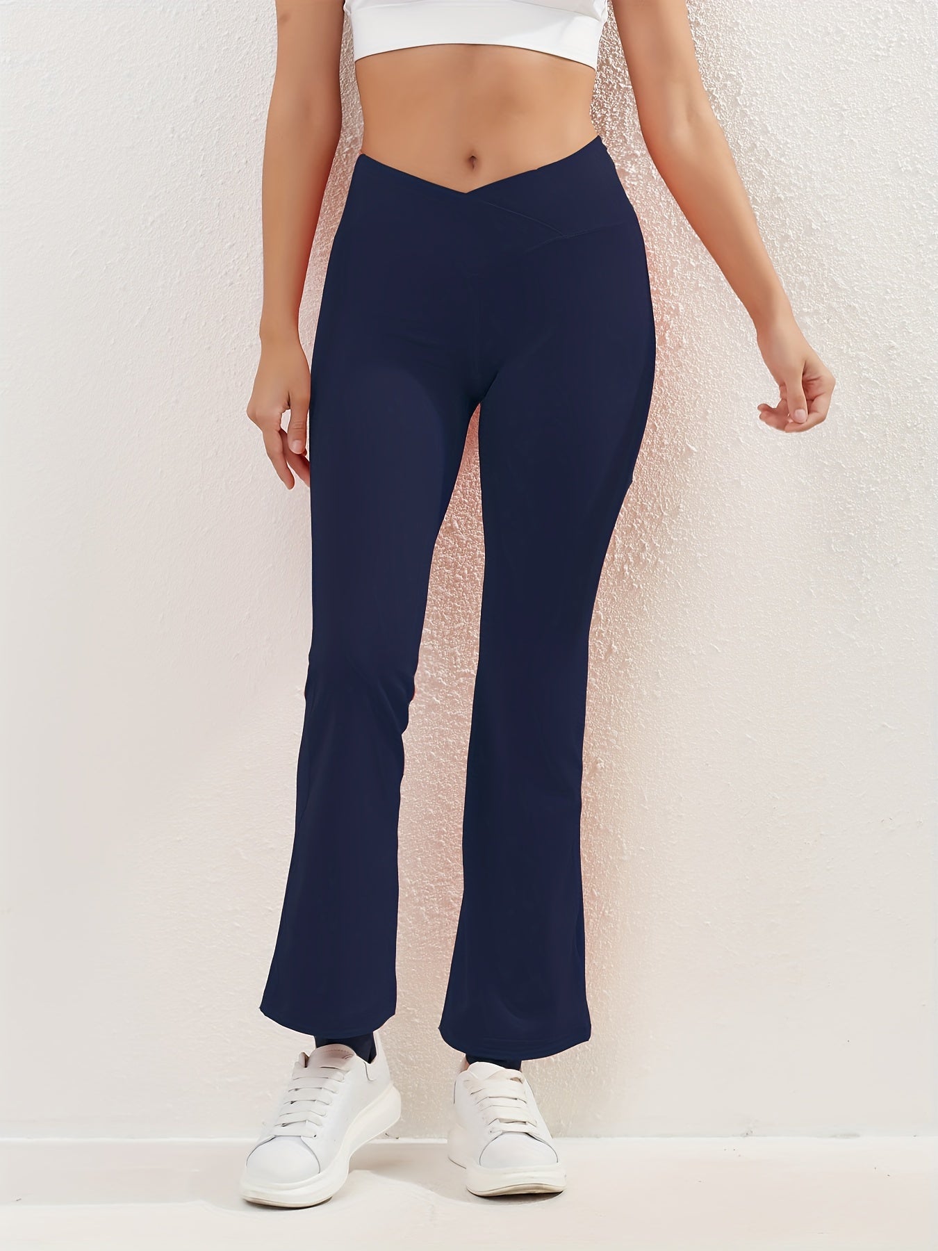 Sports Yoga Flare Leg Pants Solid High Stretch Leggings