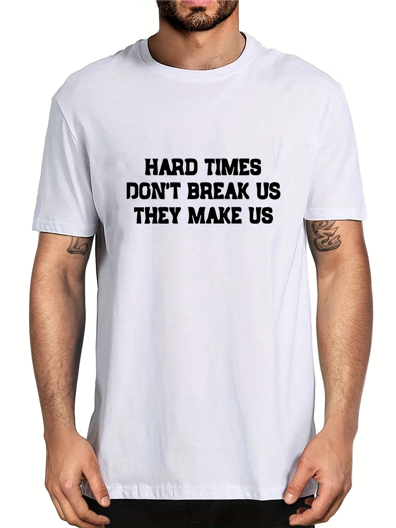 Unbreakable Men's Letter Print T shirt Breathable & Stretchy Summer Tee