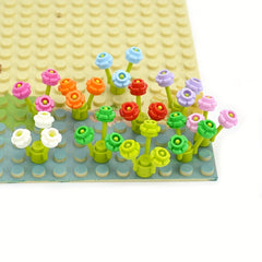MOC Building Blocks 1x1 Five Petal Flowers and Stems DIY Toy