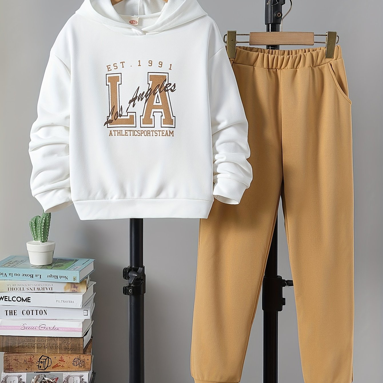 Boy's 2pcs Hoodie & Sweatpants Set LA Letter Print Long Sleeve Top