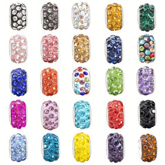 20pcs Big Hole Crystal Glass Beads Charms Rhinestone Inlaid for Jewelry Making
