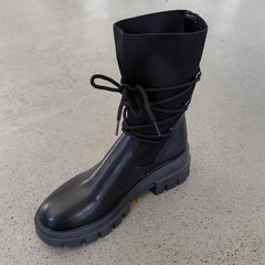 Women's Solid Short Lace Up Boots Comfortable Ankle Boots