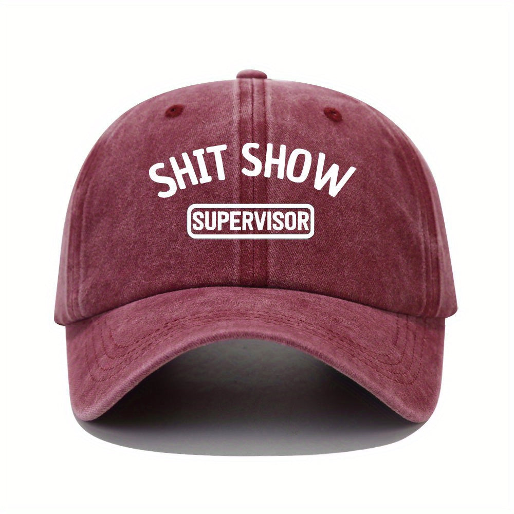 Vintage Funny Letters Print Baseball Cap Washed Distressed Dad Hat