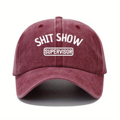 Vintage Funny Letters Print Baseball Cap Washed Distressed Dad Hat