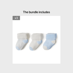 3 Pairs Newborn Baby Striped Plush Crew Socks for Boys/Girls