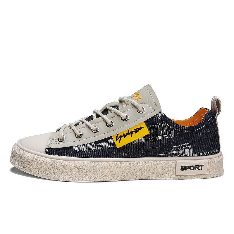 Men's Distressed Denim Skate Shoes Lace up Sneakers
